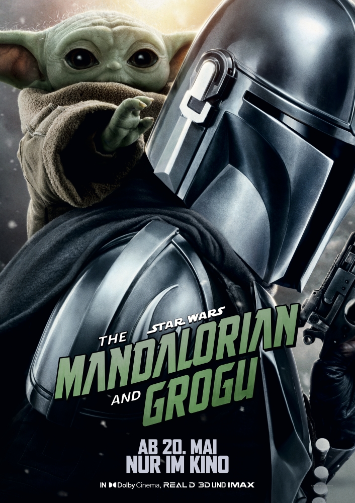 Der Mandalorian mit Helm und Grogu auf der SChulter - Mandalorian and Grogu
